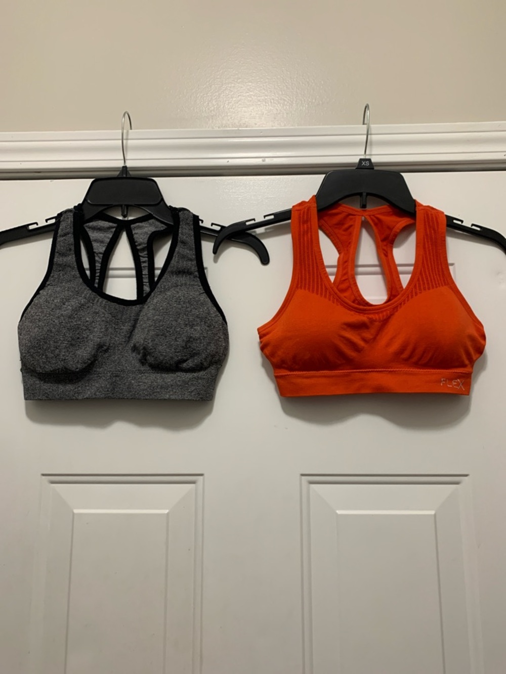 4/$10 Set of 2 Racerback Active Sports Bras in Bright Orange and Gray
